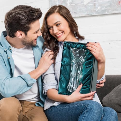 JASVIC 12 Inch Crystal Vase for Flowers with Luxury Gift Box, Pearl Design, Large Crystal Clear Glass Vase Suitable for Home Office Decor, Birthday, Wedding Anniversary or Mother's Day - color: Pearl Design