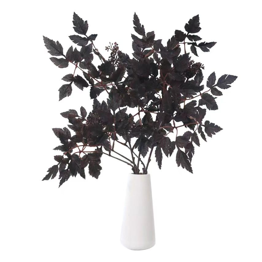 Artificial Flowers 24 Inches, Deep Purple Faux Bugbane Snakeroot for Vase Arrangements, Home Wedding Decor, Bendable Stems, Set of 3