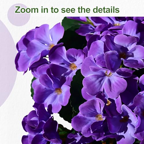 Artificial Crabapple Flowers for Outdoor 10 Pcs Artificial Chinese Flower Fake Flowers with Stems Silk Realistic Floral Arrangement for Front Door Porch Planter Patio Balcony (Blue) - color: Blue