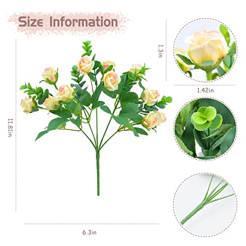 Artificial Flowers Fake Silk Rose for Decoration 33 Heads Small Roses Blooming Faux Flower Bouquet with Stem for DIY Vase Home Wedding Party 3 Pack Champagne - color: Champagne