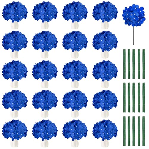 108PCS Hydrangea Artificial Flowers Silk Fake Flowers with Stems for Mother's Day, Home Wedding Decor, Party Table Centerpieces DIY Project and Bouquet Floral Garlands Decoration (Royal Blue) - color: Royal Blue