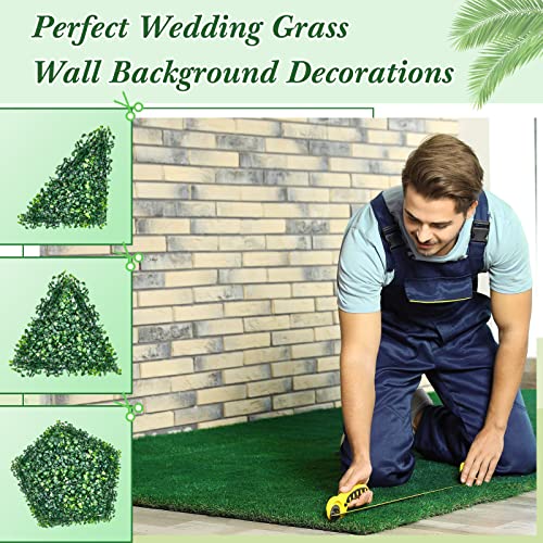 Crowye 48 Pcs 10 x 10 Inch Grass Wall Panel, Artificial Boxwood Wall Panels, Privacy Screen Greenery Backdrop UV Protected Topiary Hedge Plant for Outdoor Indoor Garden Fence Backyard Decor - size: 10 x 10 Inch