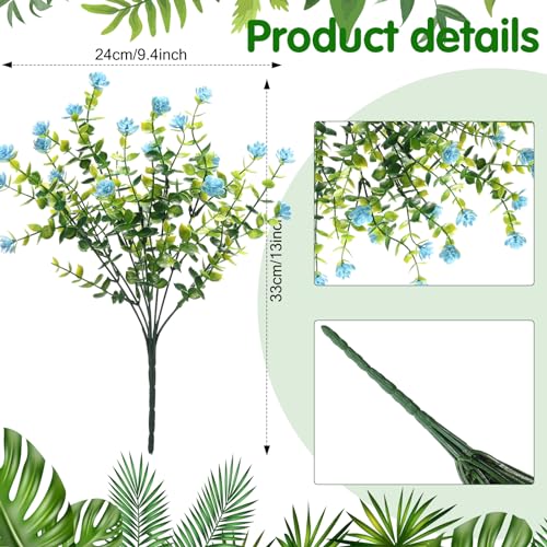 WILLBOND 12 Bundles Artificial Flowers Outdoor, UV Resistant Faux Artificial Plants Shrubs Plastic Flower Bulk for Hanging Planter Porch Window Home Spring Summer Decor(Blue, Purple, White) - color: Blue, Purple, White