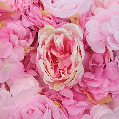 6Pcs Artificial Flower Wall Panels Silk Flower Wall Panels Backdrop Flower Wall Decor Floral Wall Mat Faux Flower Panel for Wedding, Party, Nursery, Home Decor (Dark Pink) - color: Dark Pink