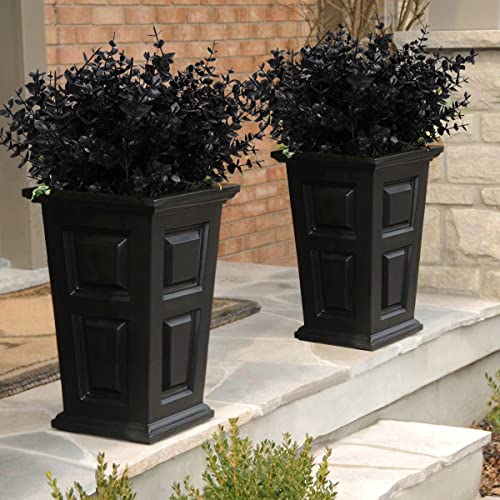 RECUTMS Black Artificial Flowers, 12 Pcs Fake Outdoor UV Resistant Plants Faux Plastic Greenery Shrubs Indoor Outside Hanging Planter Flower Decoration, Garden Decor (Black) - color: Black, size: 12 Pcs