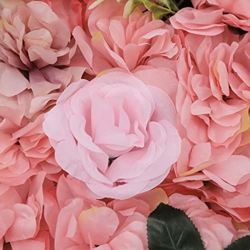 12pcs Artificial Flower Wall Panel, 3D Silk Hydrangea Floral Wall, Premium Silk Flowers Wall Panels Roses Hydrangeas for Wedding Party Event Photo Backdrop Wall Decor