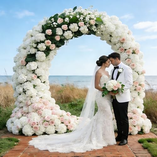AVIVIHO 100PCS White Hydrangea Artificial Flowers Bulk (No Steaming Need) Fluffy Ivory Fake Hydrangeas Silk Flowers with Stems for Table Centerpieces Party Wedding Home DIY Florals Arch Decor - color: Ivory, size: 100PCS