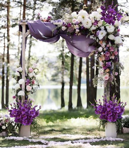 2 Bundles Dark Purple Gladiolus Artificial Flowers 10 Heads 26.38" Silk Fake Gladiolus Flowers for Wedding Centerpieces, Home Table Party Decor(Dark Purple) - color: Dark Purple