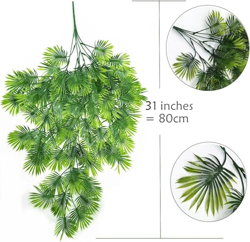 PASYOU Artificial Hanging Vine Plants, Fake Plastic Tropical Ivy Plant Faux Boston Fern Greenery Fan Leaves Vines for Indoor Outdoor Garden Door Wall Wedding Party Christmas DIY Decoration 2 Pack - color: Tropical Greenery Vine/ 2 Pack