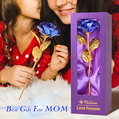 Childom Mothers Day Rose Gifts for Mom,Birthday Gifts for Women,Mothers Day Flowers Gifts for Mom from Daughter Son,Blue Artificial Flowers Gift for Her,Wife,Grandma,Christmas,Valentines,Anniversary - color: Blue