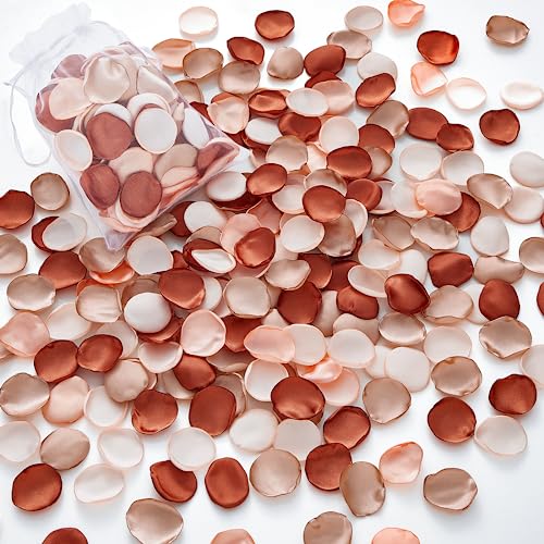 Serwalin 300Pcs Silk Rose Petals Artificial Flower Petals for Weddings Fake Rose Brown Petals Proposal for Wedding Basket Aisle Runner Bridal Shower (4 Color Mixes) - color: A Wonderful Brown, size: 300pcs