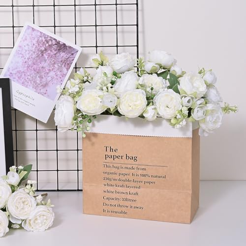 MARTINE MALL 4 Packs Peonies Artificial Flowers, White Artificial Peonies, Silk Peonies Flowers Fake Peonies Artificial Flowers Peonies Bouquet for Centerpiece Table Wedding Party Home Decor - color: White, size: 4PCS