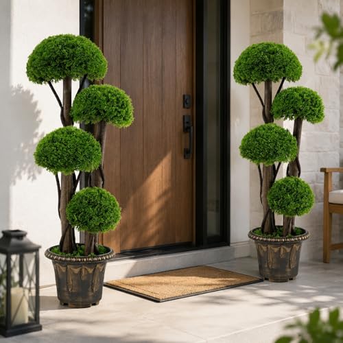3FT Artificial Cypress Topiary Ball Tree for Home Office Front Porch