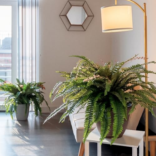 CQURE 45" Fake Ferns Artificial Plants Large,Set of 4 Artificial Boston Ferns Hanging Fake Plants for Outdoors Planter Home Garden Decor,60 Branches - size: 45'' 60 leaves-4pcs