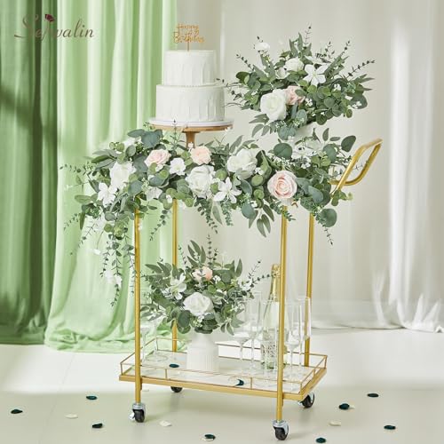 Serwalin 300 pcs Artificial Mixed Eucalyptus Leaves Stems Bulk, 4 Kinds Silver Dollar Eucalyptus Leaves Picks,Faux Greenery Stems Sprays for DIY Bouquets Floral Arrangement Home Decor - color: Attractive Forest Green-300pcs