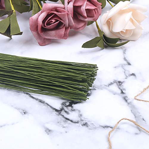 CCINEE 24 Gauge Dark Green Floral Wire Stem for Flower Arrangement Craft Supply,16 Inch,200PCS - color: #24 Dark Green