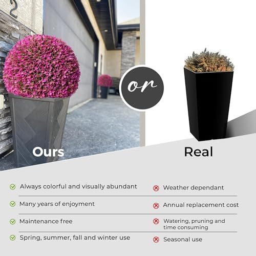 365 Curb Appeal 23" XL Topiary Balls (Hot Pink, 2 Faux Topiary Balls (4 Halves)) - color: Hot Pink, size: 2 topiary balls (4 halves)