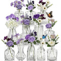 36 Pcs Artificial Flowers Table Centerpiece with Vases Colorful Wildflower Centerpieces Silk Flower Arrangement for Wedding Baby Shower Table Centerpieces Party(Purple Series,Clear) - style: Purple Series