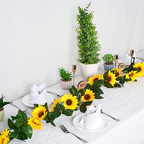 DearHouse 3 Pack Artificial Sunflower Garland Silk Sunflower Vine Artificial Flowers with Green Leaves for Wedding Table Home Decor
