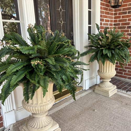 CQURE 50" Large Fake Fern Artificial Ferns for Outdoors,96 Fronds Realistic Artificial Boston Ferns Bush Plant for Indoor Garden Porch Decor (Lifelike,UV Resistant,No Maintenance) - size: 50" 96 Leaves-1pc