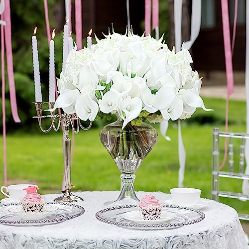 Crowye 100 Pcs Calla Lily Artificial Flowers Bulk 14 Inch Comfortable Touch Calla Lily Bridal Wedding Bouquet Faux Artificial Flower for DIY Wedding Bridal Centerpiece Party Decor (White)