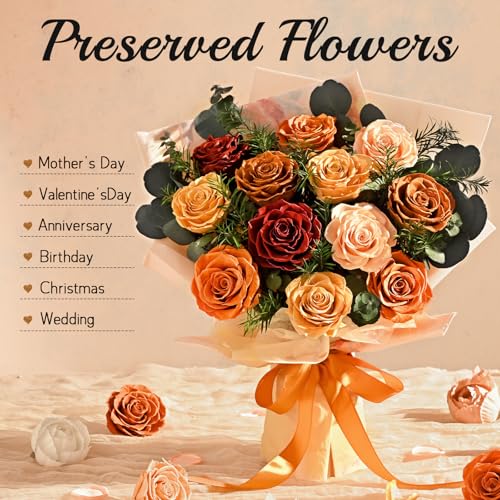 Flower Bouquet 12-Piece Preserved Roses Yellow - color: Yellow-12, size: 12 Roses