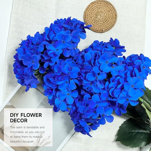 6 PCS Artificial Hydrangea Flowers, Faux Silk Hydrangea with Long Stems, Home Wedding Decor, Table Centerpieces, Party Decorations (Royal Blue) - color: Royal Blue