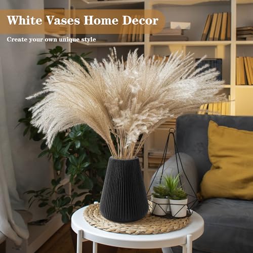Black Ceramic Vase, GUKJOB Small Cute Flower Vase for Pampas Grass, Home, Living Room, Dining Table, Farmhouse, Office Decor, Bedroom, Table, and Kitchen Shelf (Black - 2Pcs) - color: Small Black - 2pcs