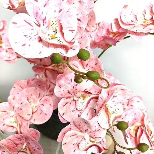 8 Pack Tickled Pink Orchid Artificial Flowers Real Touch, 32'' Artificial Fake Faux Silk Orchid Stem Bouquets for Wedding Party Home Garden Decor,Orquideas Artificiales para Decora (excluding the pot) - color: Tickled Pink