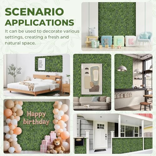 Artificial Grass Wall Panel Screen: 10"x10" 6P (4.2 sqft) UV-Anti Faux Boxwood Panels for Indoor Outdoor Green Wall Decor, Privacy Fence, Patio, Balcony, Party Backdrop - size: 10"x10" 6P