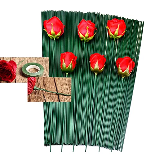 Arlai Floral Arrangement Kit - Floral Tools 5 Rolls Flower Paper Tape with 50 Pcs 16" Floral Stem Wire for Floral Arrangement Artificial Bouquet Stem Wrap Florist - color: 50pcs Floral Wire+5 Rolls Floral Tape