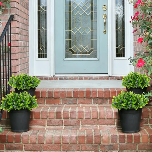 SJL Artificial Flowers for Spring Realistic Fake Plants with Greenery Stems, UV Resistant Plants Plastic Floral Arrangement for Outside Window Box Front Porch Hanging Planter Home Decoration(Purple) - color: Bundle Purple Gladiolus