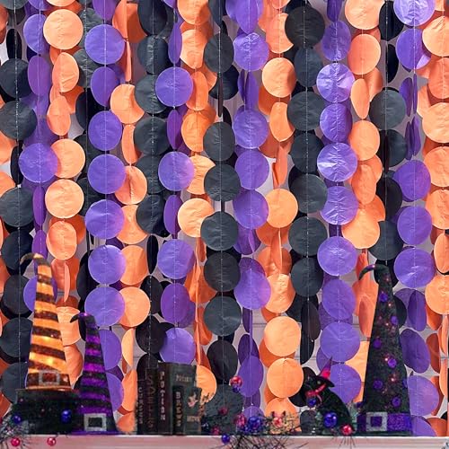 192 Ft Orange Purple Black Party Decorations Polka Dots Streamer Garland Backdrop for Halloween Graduation Birthday Baby Shower Wedding Engagement Bachelorette Bridal Shower Holiday Party Supplies - color: Black Orange Purple