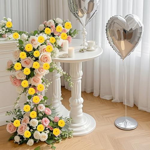Rose Artificial Flowers, 50Pcs Yellow Roses Head Flowers Bulk with Stem, 3 Inches Silk Rose Fake Flower Head for Wedding Party Home Decor DIY Baby Shower Centerpieces Tables Decoration(Yellow) - color: Yellow