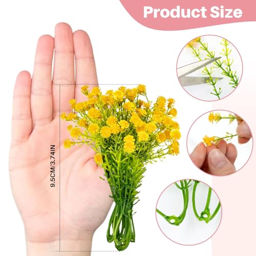 RAINFLOW Babys Breath Artificial Flowers Bulk - 100PCS Mini Flowers for Decoration Scrapbook Supplies Flower Garland Wedding Decorations for Reception Bouquet Accessories Home Decor(Yellow White) - color: Yellow White, size: 100 PCS
