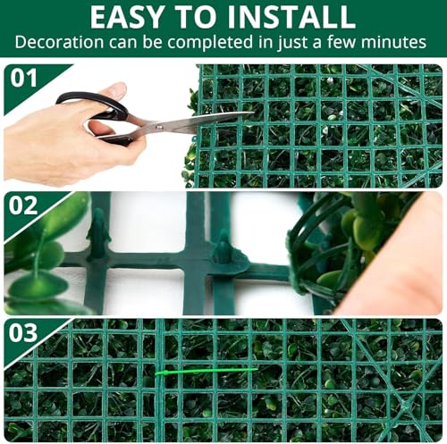 12 Pack 24"x16" Artificial Grass Wall Panels 2'' Height Boxwood Privacy Hedge Screen, UV Protected Indoor Outdoor Garden Wedding Party Backdrop Decor, 32 SQ FT Greenery Fence Panels, 100 Zip tie - size: 16inch x 24inch