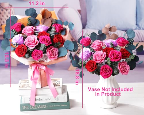 Lovenfold Flowers for Delivery Birthday Flowers Gift for Her,Preserved Flowers Bouquet 12 Roses Mixed Bouquet,Rose Gifts for Women Mom Grandma(Mixed 12 Reddish-A Roses) - color: Mixed Reddish