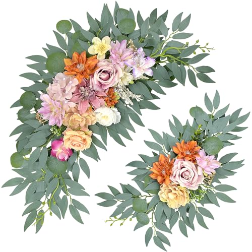 Wedding Arch Faux Flowers Set of 2, Pinkish Purple Artificial Flower for DIY Wedding Arch Decorations Welcome Signs, Reception Photo Backdrop Decor (Pinkish Purple) - color: Pinkish Purple