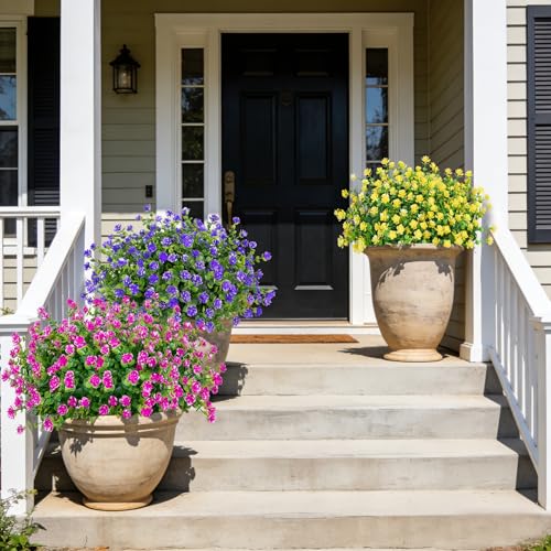 Bassion 20 Bundles Artificial Flowers for Outdoors Decoration UV Resistant Faux Flowers Fake Plastic Plants Shrubs for Indoor Outside Garden Porch Hanging Planter Window Box Home Decor - color: Multi Color
