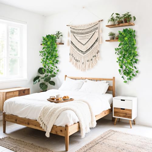 DomeStar 2PCS Fake Vines, Fake Pothos Hanging Plants Ivy Vines, Artificial Greenery for Home Kitchen Wall Decor Aesthetic Home Decor (No Baskets)