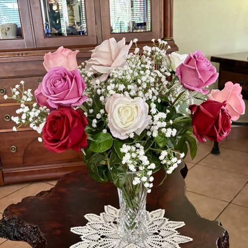 ABAJI Tiny Babys Breath Artificial Flowers Gypsophila Real Touch Flowers for Wedding Party Home Garden Decoration 12 inch in Length Small and Short - color: White, size: 6 PCS