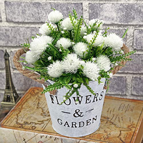 Artificial Flowers, Plastic Plants Dandelion Shrubs Grass Fake Bushes Home Garden Office Room House Outdoor Indoor UV Resistant Wedding DIY Decor Planter Filler Decoration - White 4 Pack - color: Dandelion/ White/ 4 Pack