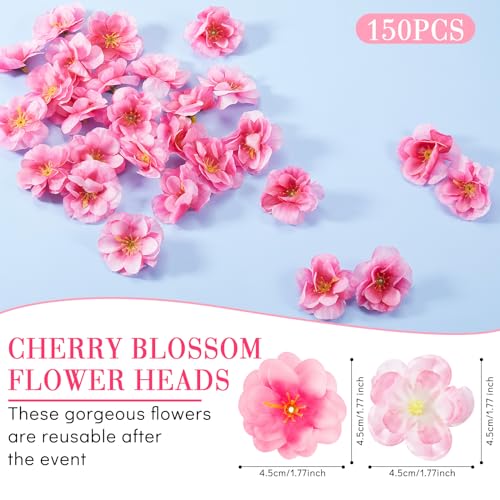WILLBOND 150 Pieces Cherry Blossom Heads Artificial Fake Silk Cloth Petals Mini Cherry Flowers Petals for Dress DIY Accessories Home Wedding Party Decoration (Fresh) - color: Fresh