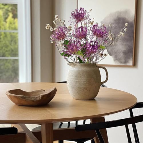 Hollyone 33" Purple Artificial Mums Flowers Faux Chrysanthemum Flowers 2Pcs Spider Mum Flower Arrangement Spring Summer Pincushion Flower with 3 Heads Long Stem for Centerpiece Bouquet Home Decor - color: Purple
