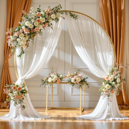 Wedding Arch Draping Fabric, 1 Panel 18FT White Sheer Backdrop Curtain Chiffon Fabric Drapery Voile Scarf Draping Panels for Wedding Archway Ceremony Curtain Valance Party Decoration - color: White Drapes Curtain, size: (1 Panel )6 Yards/18ft