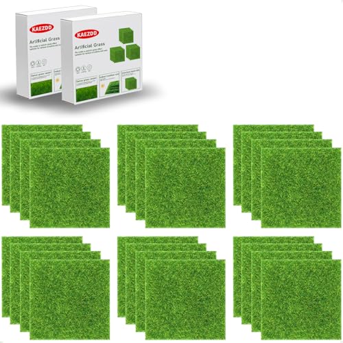 24 Pcs 6 X 6 Inch Fake Grass Decor for Crafts, Artificial Grass for Miniature Ornament Projects, Model Turf Grass for DIY Fairy Garden Accessories and Decor Kit - size: 24 Count (Pack of 1)