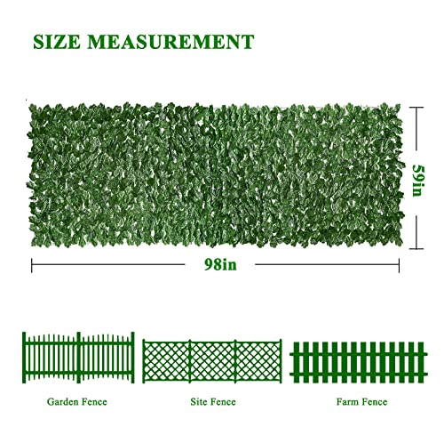iCover Artificial Ivy Privacy Fence Screen, 59x98in Strengthened Joint Prevent Leaves Falling Off, Faux Hedge Panels Greenery Vines, Decorative Fences for Outdoor Garden - color: Green Maple Leaf, size: 59*98in