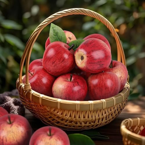 Gresorth 6pcs Fake Red Apple Decoration Artificial Realistic Fruit Display Simulation Ornament for Home Party Christmas - 7cm - color: H