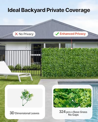 VEVOR Artificial Plant Wall, 12PCS 20 x 20 in Artificial Boxwood Panels, Sun Protection Greenery Backdrop Privacy Hedge Fence, Fake Grass Screen for Wedding, Indoor, Outdoor Garden, Backyard,Ferns - color: Ferns, size: 20*20IN 12P