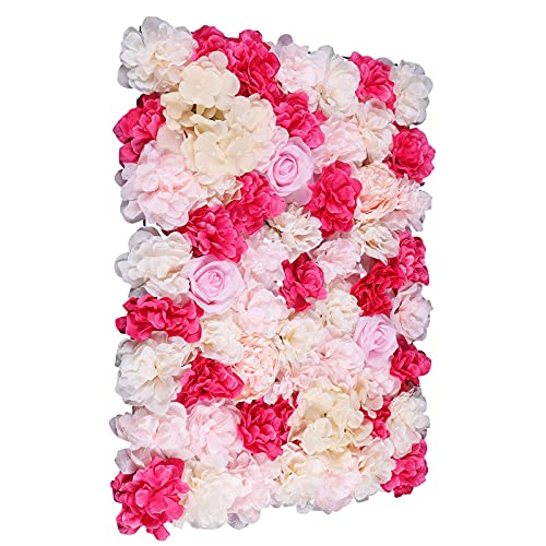 16"x 24" Artificial Flower Wall Panels,Flower Wall Mat Silk Flower Panels for Outdoor Garden Backyard Fence Fence Privacy Screen and Indoor Wall Decor (4Pcs Rose Red+ Pink+ Light Yellow) - color: 4Pcs Rose Red+ Pink+ Light Yellow